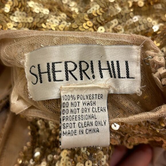 Sherri Hill woman's gorgeous gold beaded with nude lace at the bottom dress - Picture 14 of 15